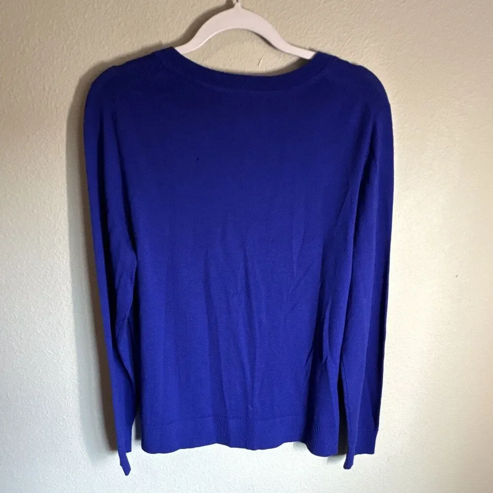 Banana Republic Men’s V-Neck Cardigan Sweater XL Blue Merino Wool Knit